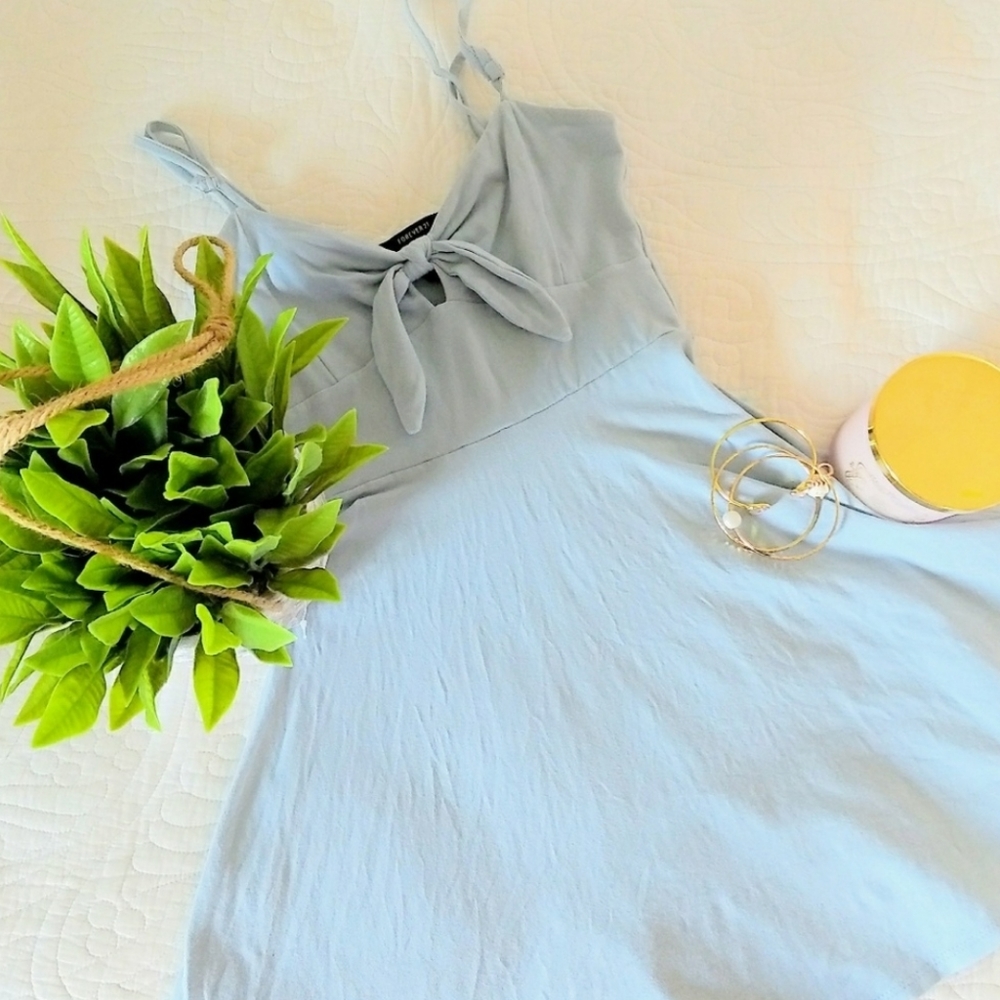 Forever 21 Baby Blue Tie the Knot Babydoll Dress in Small